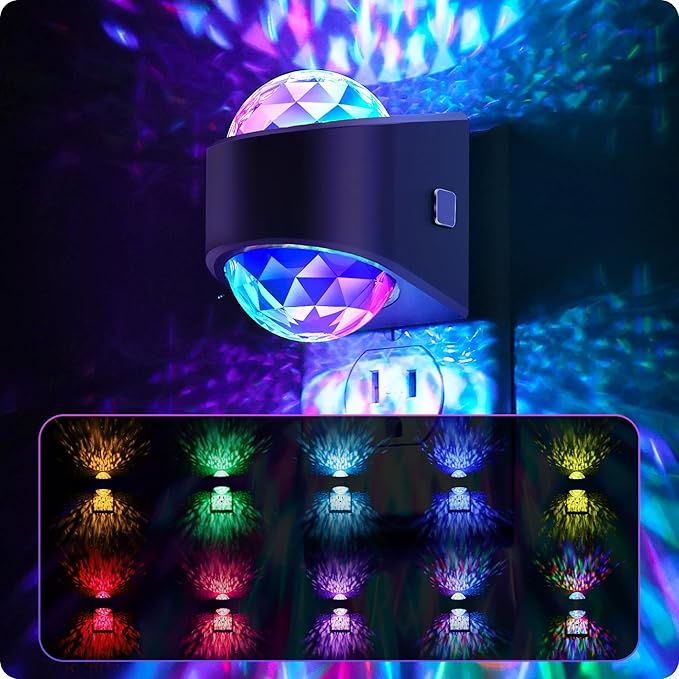 Night Lights Plug into Wall, Star Projector for Bedroom, Night Light Projector for Kids, 9-Color RGB Galaxy Nightlight with Dusk to Dawn Sensor for Bathroom, Home Gaming Room Decor Gifts