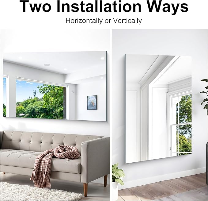 KOCUUY Large Frameless Mirror, 55x36 Inch Rectangle Bathroom Vanity Mirror for Over Sink, Upgraded Shatterproof Unframed Design for Bedroom, Living Room, Entryway