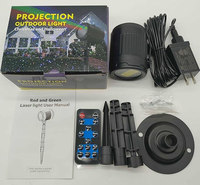 Christmas Laser Projector Light Outdoor: Green Red 2 Color Firefly Laser Lights, IP65 Waterproof Star Projector Lights Show Decor for Garden Yard Holiday Party, Christmas Halloween New Year Gift