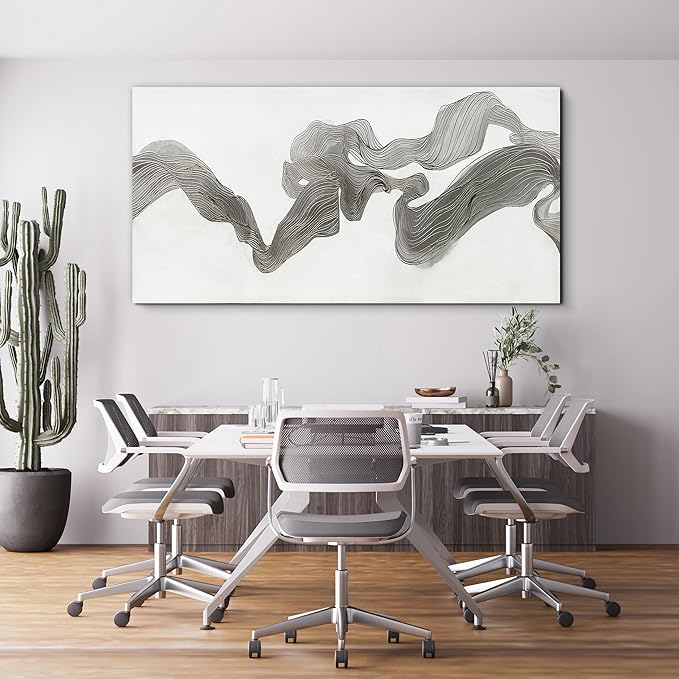 Abstract Wall Art Decor Large Modern Wall Art Decor Oversized Wall Art Pictures for Living Room Abstract Canvas Art Wall Decor Gray White Wall Art Prints Artwork for Walls Home Office Decor 29" X 58"