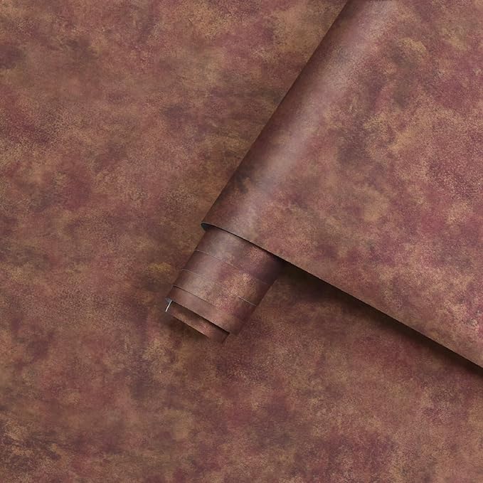 JSEVEM 31"×591" Large Size Extra Wide Thick Luxury Red Gold Rusty Concrete Wallpaper Peel and Stick Gorgeous Metallic Concrete Contact Paper Vinyl Wrap Sticker for Bedroom Bathroom Living Room Walls