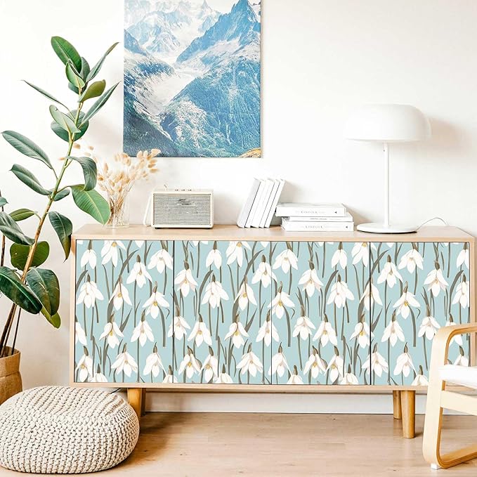 17.3" x 393.7" Floral Wallpaper Self Adhesive Wallpaper for Bedroom Decorative Contact Paper