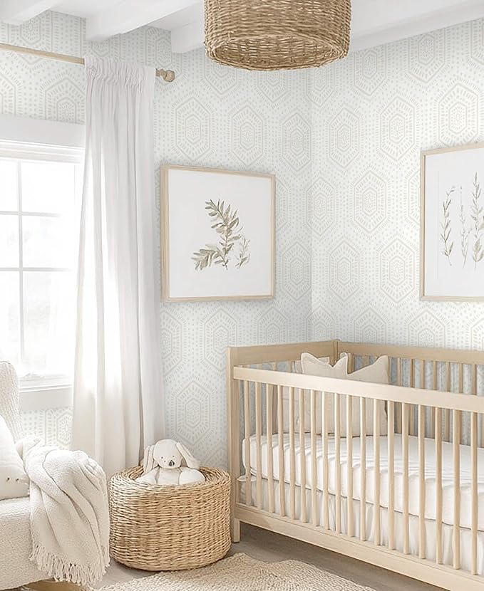 Heroad Hexagon Peel and Stick Wallpaper Boho Contact Paper Geometric Wallpaper White and Beige Polka Dot Wall Paper Removable for Bedroom Cabinets Self-Adhesive Decoration Thicken Vinyl 17.3"x78.7"