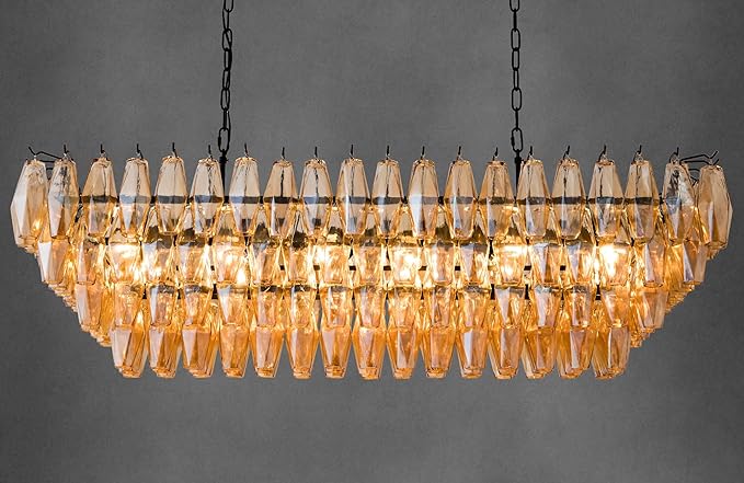 Large Chandelier, 54" Rectangular Drum Chandeliers for Dining Room, 12-Light Modern Round Kitchen Island Hanging Light Fixture for Living Room, Kitchen Island, Foyer- Black