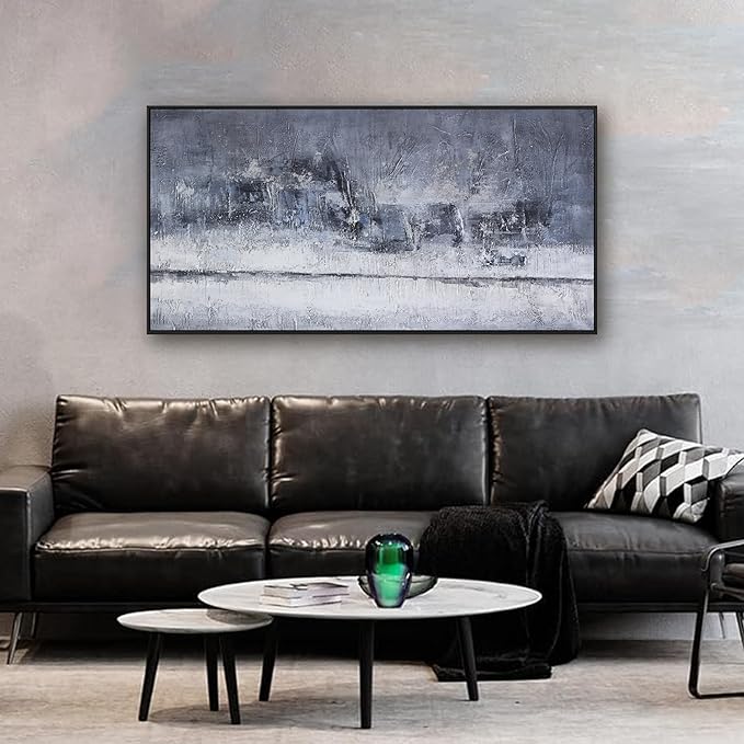 Abstract Wall Art Wall Decor Gray And White Blue Modern Canvas Art Print Abstract Artwork Framed Pictures For Living Room Bedroom Bathroom Office Home Decor Can Be Hung 20"X 40"