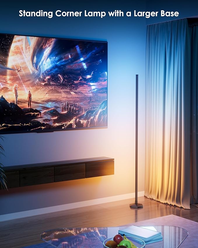 1PCS Corner Floor Lamp,RGB LED Corner Lamp with Remote Control,65" Color Changing Mood Light with Smart App and Remote Control Modern Floor Lamp with Music Sync for Bedroom, Living Room Gaming Room