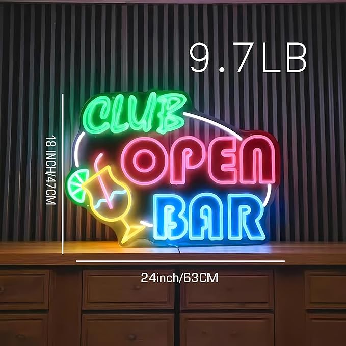 Open Bar Neon Sign Definition Bar Signs, Led USB Powered Bright Happy Hour Neon Light for Wall Decor Bar Pub Man Cave Party Art Decor