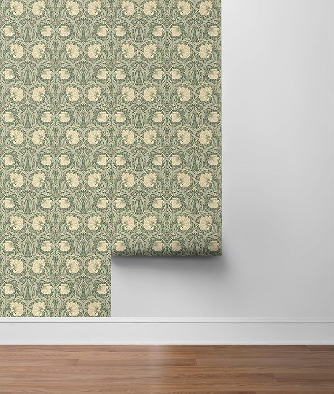 NextWall Pimpernel Floral Peel and Stick Wallpaper (Gardenia & Sage)