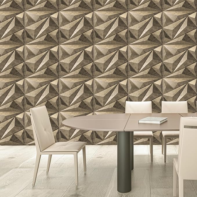Art3dwallpanels PVC 3D Wall Panel Diamond for Interior Wall Décor, Wall Decor PVC Panel, 3D Textured Wall Panels, Pack of 12 Tiles, Antique Gold