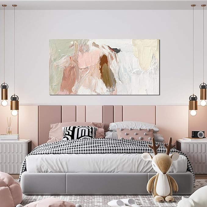 Canvas Wall Art Decor Wall Art Pictures For Living Room Abstract Art Pink and White Wall Art Decor Wall Decoration Abstract Wall Art Prints Art Work For Bedroom Office Kitchen Wall Decor 20" x 40"