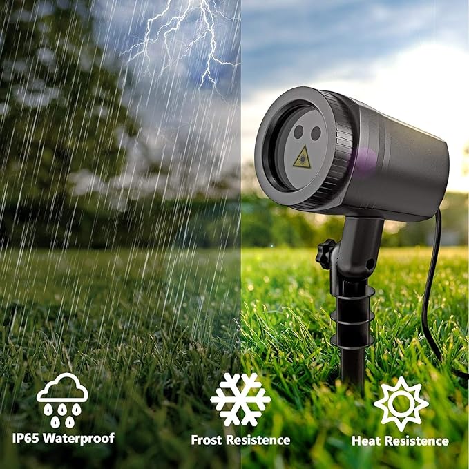 NUÜR Christmas Projector Lights Outdoor, Waterproof Christmas Light Projector with 24 Christmas Decorative Patterns, Remote Control with Timer, Holiday Projector Lights for Outdoor Garden Patio Wall