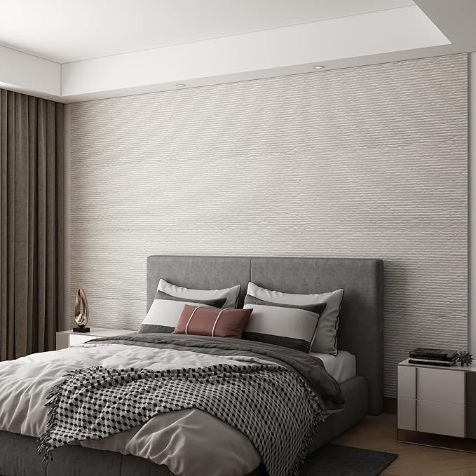 OUZUGIE 4 PCS Faux Stone Wall Panel 47.2’’ x 23.6’’ Interior Exterior Wall Decor 3D PU Panel with Flowing Water Design White