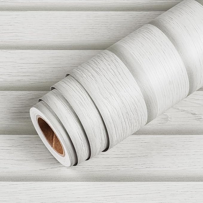 Livelynine 15.8x394 Beadboard Peel and Stick Wallpaper Removable Pre Pasted White Wood Slat Wall Paneling for Ceiling Walls Kitchen Island Garage Rv Interior Wooden Slats Self Adhesive Pole Wrap Roll