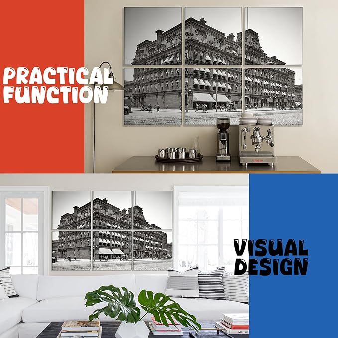 Acoustic Wall Panel 6 Pack, 23.6"x23.6"Decorative Art Soundproof Panel, Sound Absorb Self-Adhesive Panel, Acoustic Treatment for Studio, Home Theater, Office (City Hall 1905)