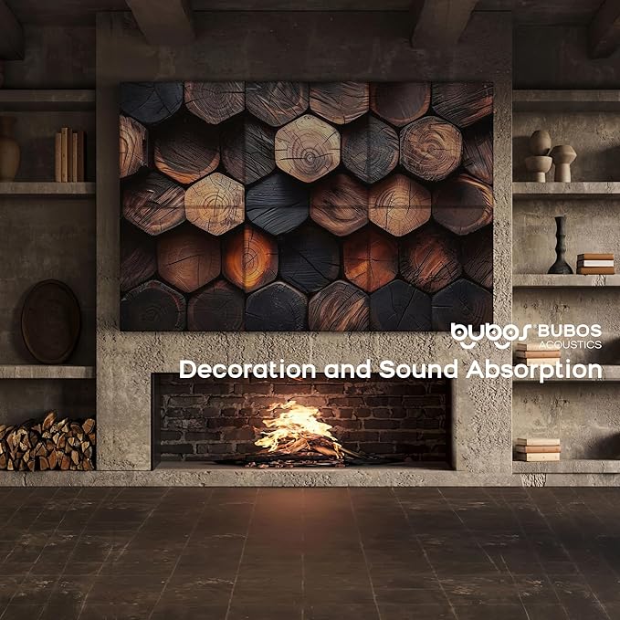 BUBOS 6 Pack Art Acoustic Panels Soundproof Wall Panel,70.8X47.2 Inches Large Sound Absorbing Panel,Self-Adhesive Decorative Acoustical Wall Panels, Acoustic Treatment for Homeļ¼Timber Codeļ¼