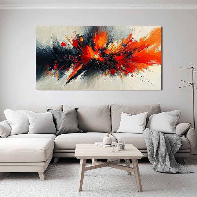 Canvas Wall Art Decor Large Wall Pictures for Living Room Abstract Black and White Wall Art Decor Abstract Artwork for Walls Modern Abstract Red Wall Art Prints Bedroom Office Wall Decor 24" X 48"
