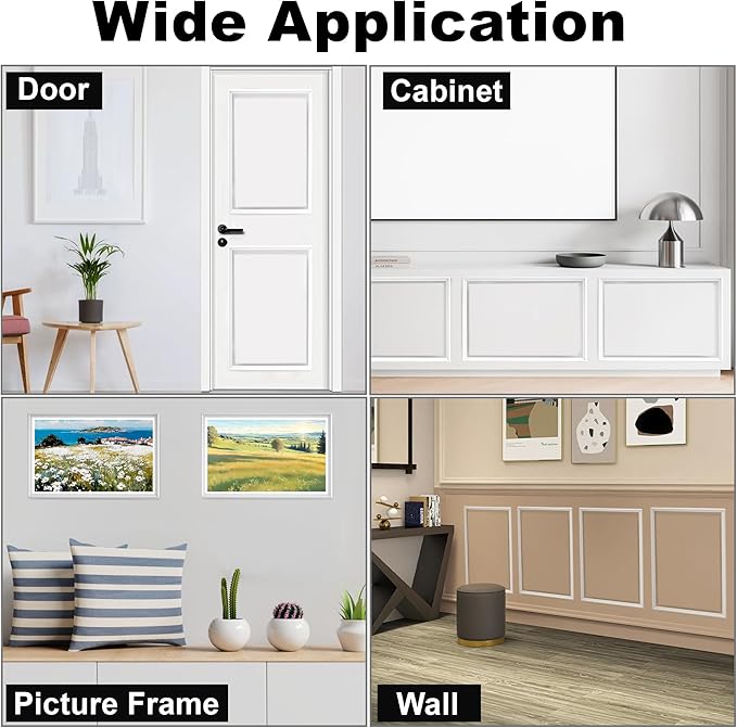 4 Sets Pre-Cut Wainscoting Panels 16”x24” Picture Frame Molding Peel and Stick Wall Molding kit Self Adhesive Molding Trim for Walls (40x60cm)
