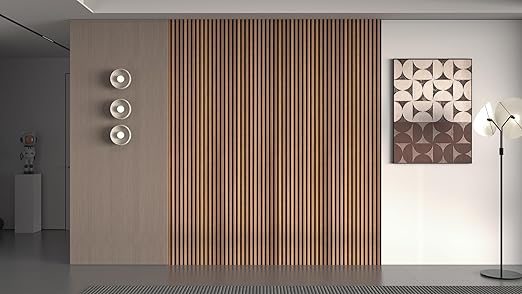 106” x 12.6” Acoustic Wood Slat Wall Panels – Modern Decorative Soundproof Panels for Walls & Ceilings, Premium Noise-Reducing Wood Paneling for Home & Office(Set of 20)
