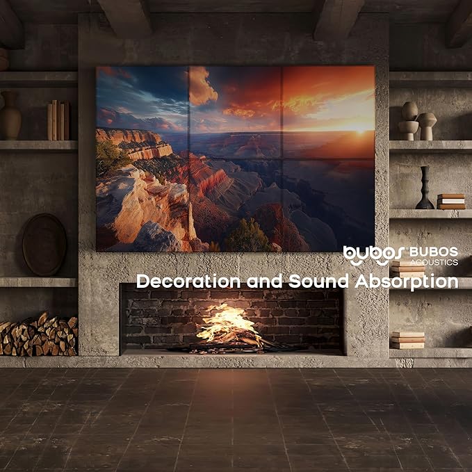 BUBOS 6 Pack Art Acoustic Panels Soundproof Wall Panel,70.8X47.2 Inches Large Sound Absorbing Panel,Self-Adhesive Decorative Acoustical Wall Panels, Acoustic Treatment for HomeïŒCanyon FireïŒ