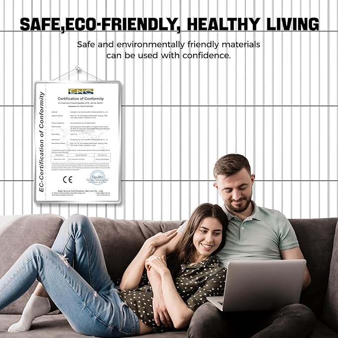 10Pack Large Self-Adhesive Soundproof Wall Panels, 15.7 x 15.7 x 0.4in Sound Proof Foam Panels for Walls, 0.9lb/ft³ High Density,Acoustic Panels, Sound Dampening Panels White