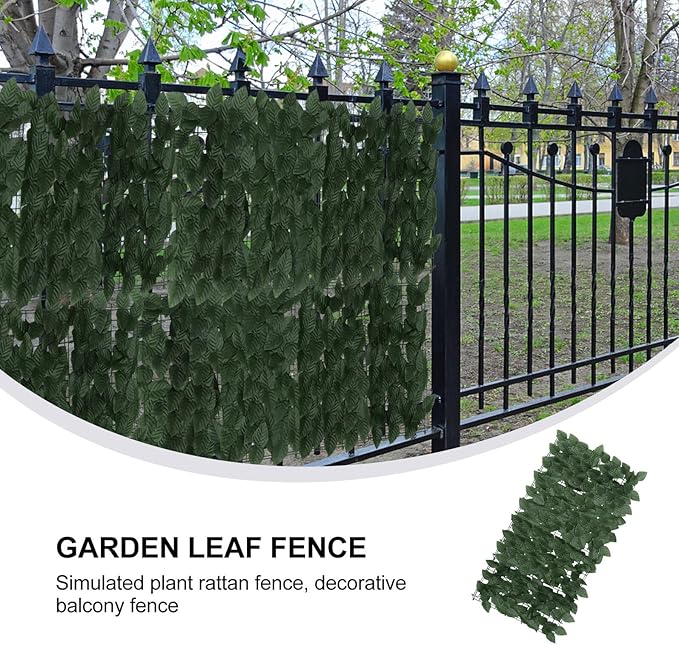 Angoily Artificial Green Leaf Garden Fence Decor with Mesh Backing Uv-Resistant Simulated Hedge Screen for Balcony and Outdoor Wall Weatherproof and Flexible Vine Privacy Panel Easy to