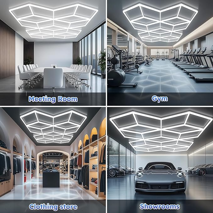 Large Hexagonal LED Lights - Overstock Hexagonal Lights for Garages, Stores, Conference Rooms, Auto Repair Shops