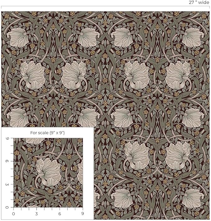 NextWall Pimpernel Floral Peel and Stick Wallpaper (Auburn & Eucalyptus)
