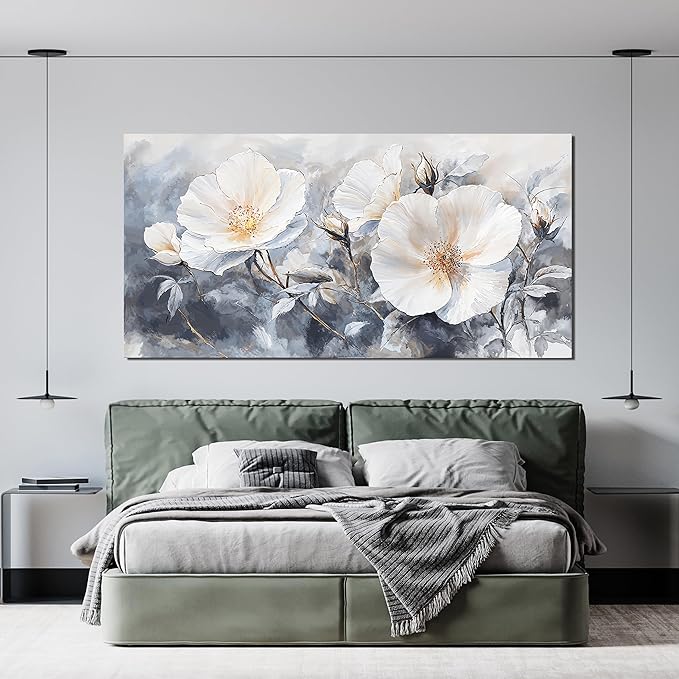 Canvas Wall Art Decor Large Black and White Wall Art Decorations Vintage Flower Wall Art Prints Wall Art Pictures for Living Room Canvas Art Wall Decor Artwork for Walls Home Office Decor 24" X 48"