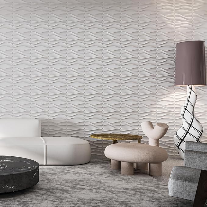 Art3d 20 Pack Decorative 3D Wall Panels, 19 Sq.Feet PVC Interior Wall Décor, 11.8"x11.8", White