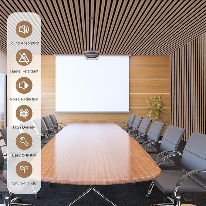 AKK-PANE Acoustic Wood Slat Wall Panels, 2-Piece 47.2"x23.6" 15.5ft²- 3D Textured Soundproof Wall & Ceiling, Sound Absorbing Panels for Interior Decor, Living Room,Bedroom (Dark Walnut)