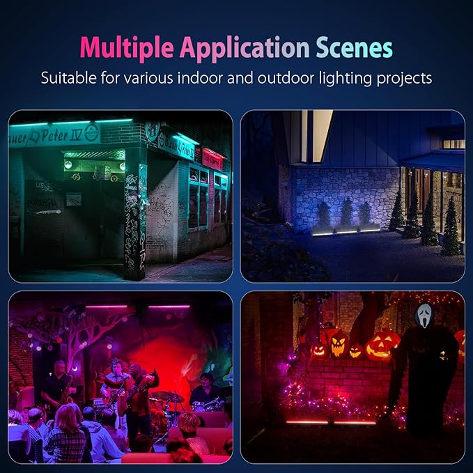 LED RGBW Wall Washer Light with RF Remote, 7200LM Brightness Dimmable LED Bar Light, AC120V 20" Waterproof Color Changing Linear Wall Washing Lamp for Outdoor & Indoor Lighting Projects