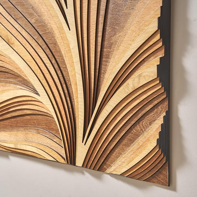 NEODECO Parametric Wood Verso Frameless, Award Winner-A'Design 2025, Wood Wall Art, 3D wood wall sculpture, Abstract wall decor, Acoustic wall panel (Medium)