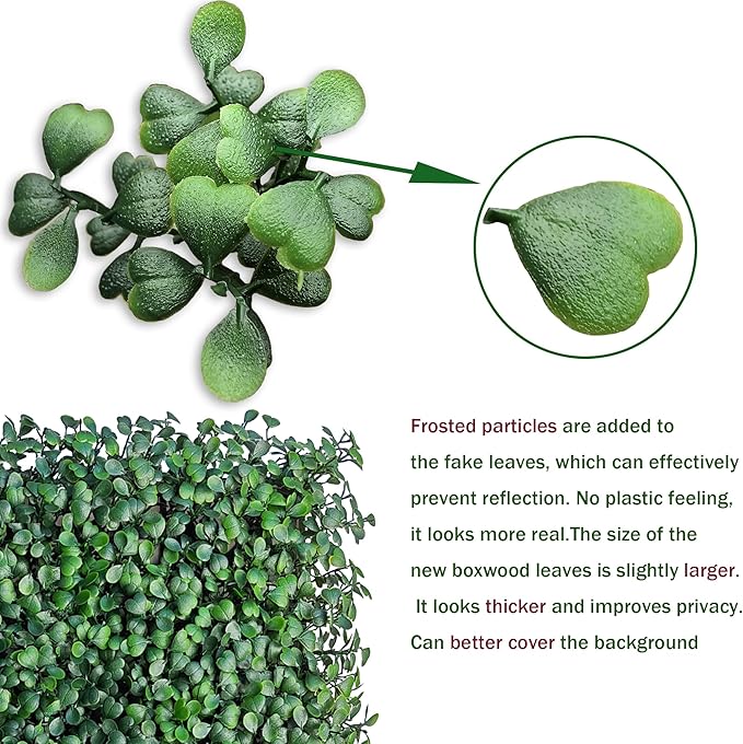 Artificial Boxwood Wall Panels: 20 X 20 in 8P UV-Anti Yellow-Green Color Faux Greenery Grass Wall Backdrop Panels for Indoor Outdoor Home Decor & Ivy Fence Covering Privacy