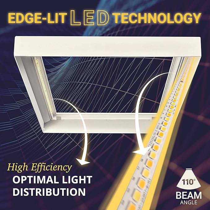 NUWATT 4 Pack, 1x1 Flat Panel LED Square Light, 5CCT 2700K/3000K/3500K/4000K/5000K Selectable, 1500LM 18W, Internal Driver, Dimmable, 120V, CRI90, 12" Inch Square Surface Mount Ceiling Light, 1" Thick