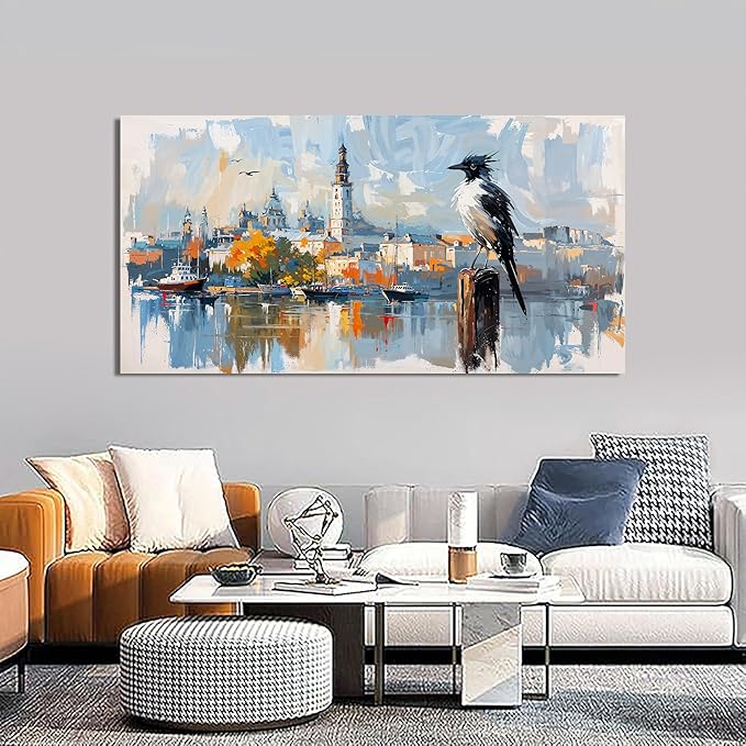 Canvas Wall Art Decor Large Wall Art Pictures for Living Room Art Work for Wall Decor Modern Landscape Wall Art Prints Artwork for Walls Bird Wall Decorations Bedroom Home Wall Art Decor 24"X48"