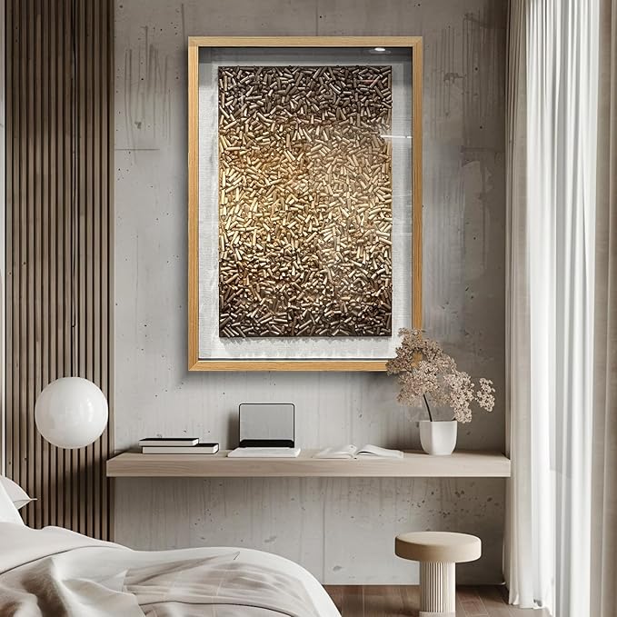 BrightA Creative Polymer Strip Collage And Superimposition Paintings With Natural Tones Add Artistic Layers To The Space 27.5"x39.4"