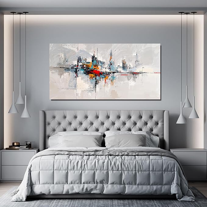Abstract Wall Art Decor Wall Art Pictures for Living Room Abstract Canvas Art Wall Decor Modern Colorful Wall Art Prints Contemporary City Wall Art Decorations Bedroom Office Home Decor Aesthetic 20" X 40"