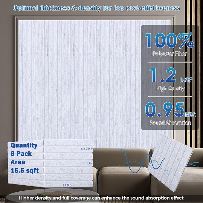 16 Pack Large Fold Soundproof Wall Panels,12 x 12 x 0.47 in Sound Proof Foam Panels for Walls, 1.2lb/ft³ High Density, Thicker 0.47in, Acoustic Panels, Sound Dampening Panels Gray