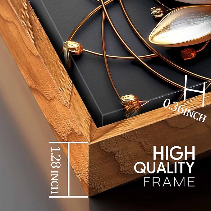 Lotus Flower Wall Art for Living Room, Floral Canvas Wall Decor for Bedroom, Black White and Gold Picture Print, Large Size 59 x 29 Inches Framed