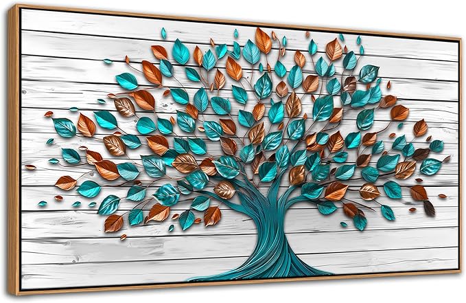 Mofutinpo Tree of Life Wall Art Living Room Framed Art Work for Wall Decor Canvas Painting, Green Office Pictures for Bedroom Wall Decor Kitchen Artwork Wall Prints 20×40IN