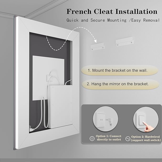 55x30 LED Mirror for Bathroom, Dimmable Vanity Mirror with Lights, Illuminated Mirror for Wall, Anti-Fog, ETL Listed (Backlit + Front Lights)