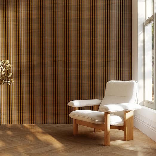 3D Faux Wood Wall Panels for Exterior – Waterproof WPC Decorative Siding Slat Covering, Outdoor UV 8 FT (L) x 0.53 FT(H) Resistant Wall Decor, Easy Install Design (Brown, Pack of 10 Piece)