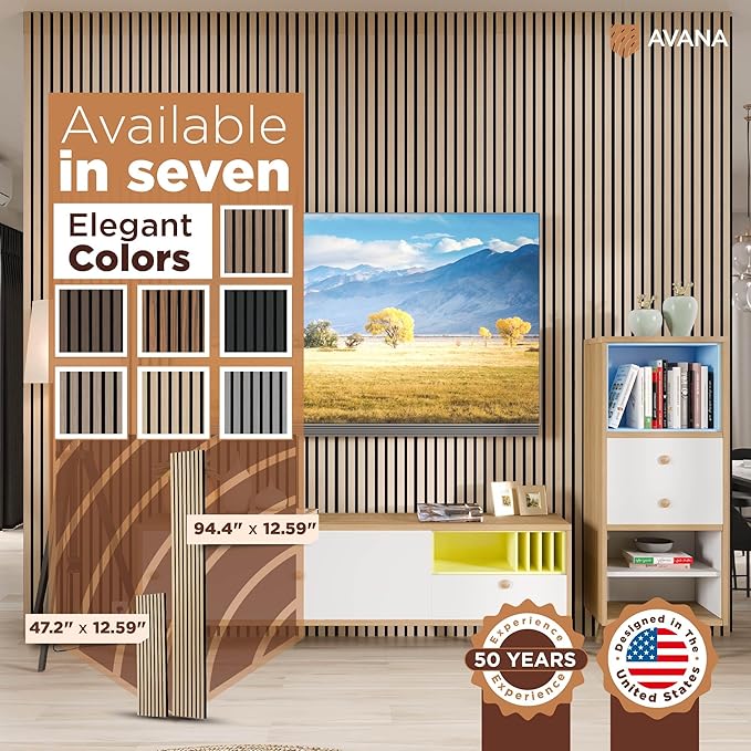 Avana Modern Acoustic Wood Wall Panels – 47.2 x 12.6 Inch White Oak Acoustic Panels 1 PC – Wall Panels for Interior Wall Decor For Homes, Offices, Studios – Sturdy And Durable Wood Panels for Wall