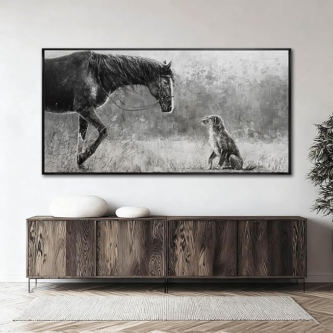 Animal Canvas Wall Art Vintage Print Pictures Farmhouse Wall Decor 29"x58" Bedroom Artwork for Over Bed Office Decorations