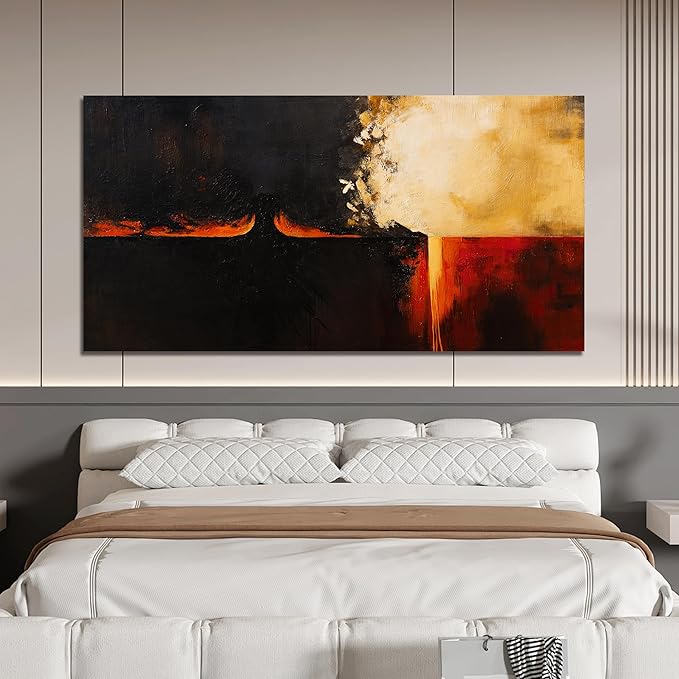 Canvas Wall Art Decor Large Wall Art Pictures For Living Room Black Red Vintage Wall Art Decor Abstract Art Work Decoration Modern Abstract Wall Art Prints For Bedroom Office Home Wall Decor 29" x 58"