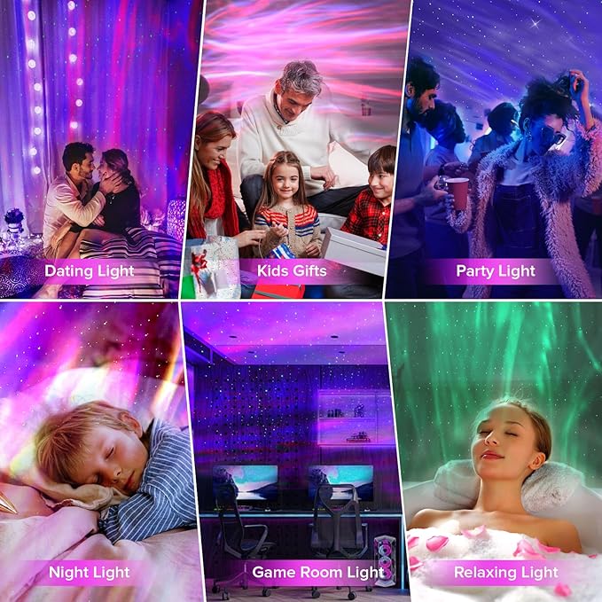 Northern Galaxy Light Projector with Bluetooth & White Noise Sounds, 60+ Lighting Modes & 5 Moon Effects, Star Projector Lights with Remote for Bedroom Decor, Kids Room Ceiling, Gift for Kids & Adults