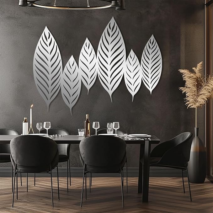 Chaser of Light Metal Leaf Wall Decor, Large Leaves Metal Wall Art, Minimalist Wall Art, Boho Wall Sculpture, Nature Decorations for Living Room, Bedroom (White, 30"x23"/76x59cm)
