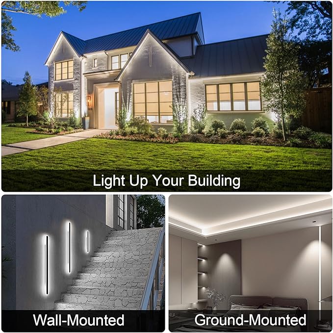 Outdoor Wall Washer Lights 2 Pack,36W 5000K Daylight White Wall Light,120V IP67 Waterproof 2ft Led Linear Wall Light Bar for Outdoor Indoor Building Sign, Hurches,Garden,Courtyards Lighting