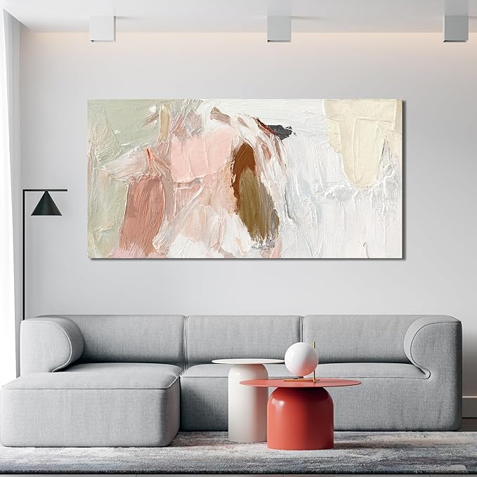 Canvas Wall Art Decor Large Wall Art Pictures For Living Room Pink and White Wall Art Decor Abstract Art Work Wall Decoration Abstract Wall Art Prints for Bedroom Office Kitchen Wall Decor 29" x 58”