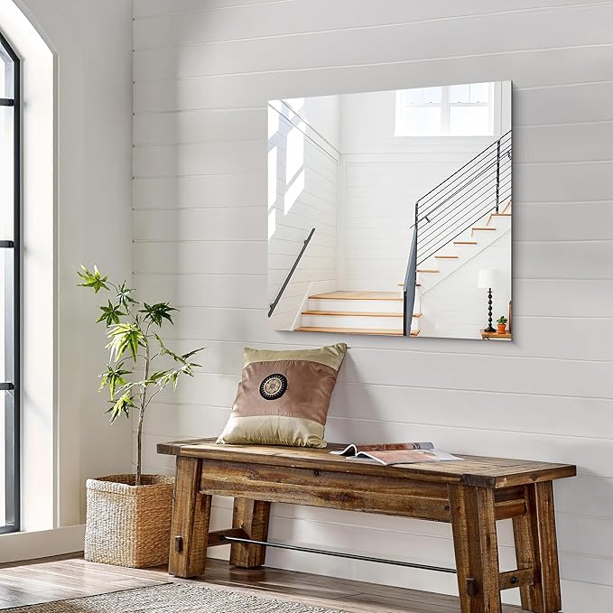 KOCUUY Frameless Mirror, 30"x30" Square Rectangle Bathroom Mirror for Over Sink, Upgraded Shatterproof Unframed Design for Bedroom, Living Room, Entryway